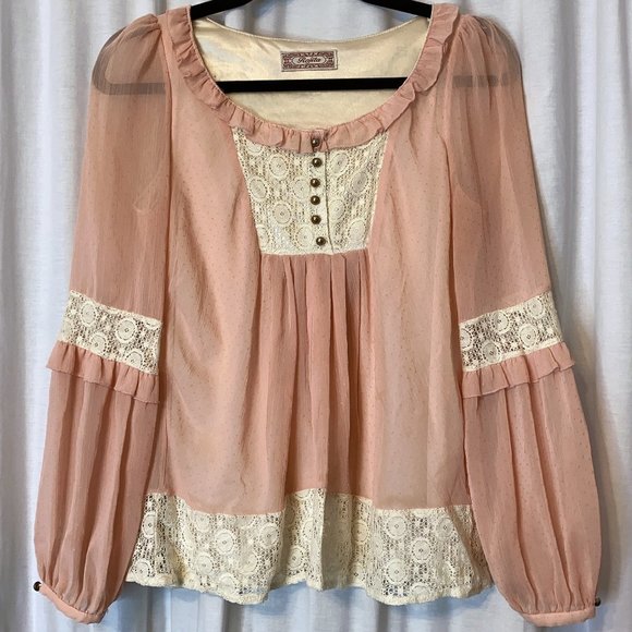 ROJITA! Chiffon Kawaii Top - Lolita Gyaru Japanese - Cottagecore Pastel Jirai - Picture 1 of 6